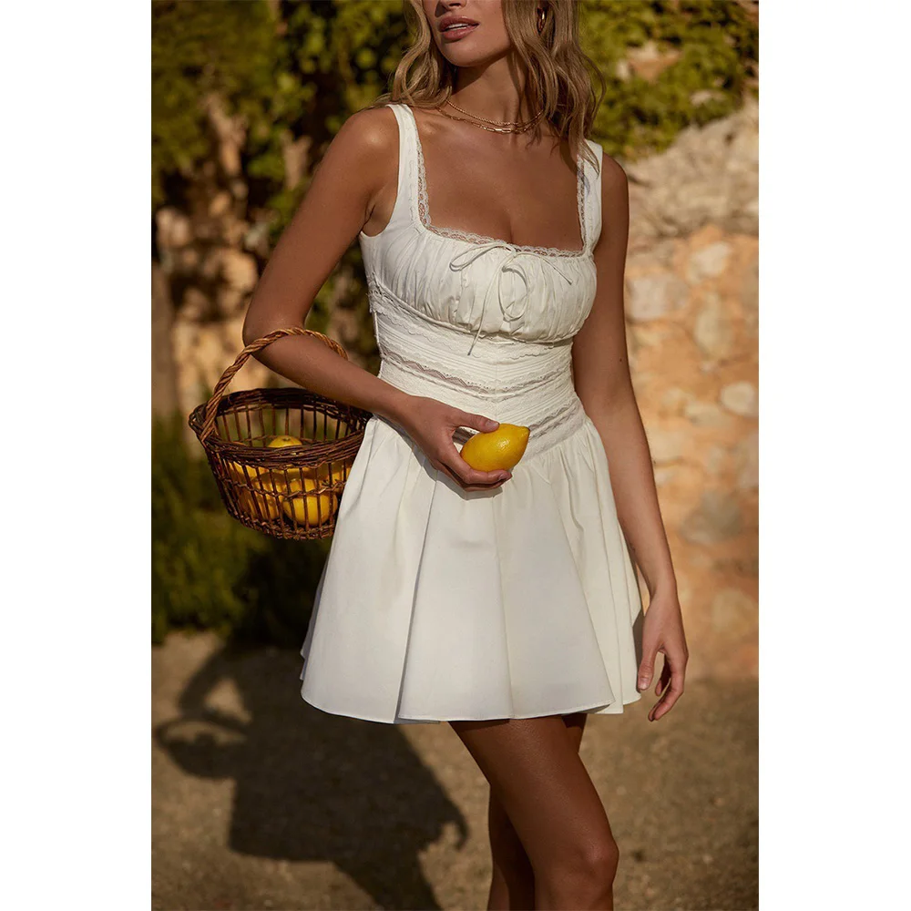 23 Летние белые винтажные кружевные платья pure desire с глубоким вырезом, простые короткие платья для женщин