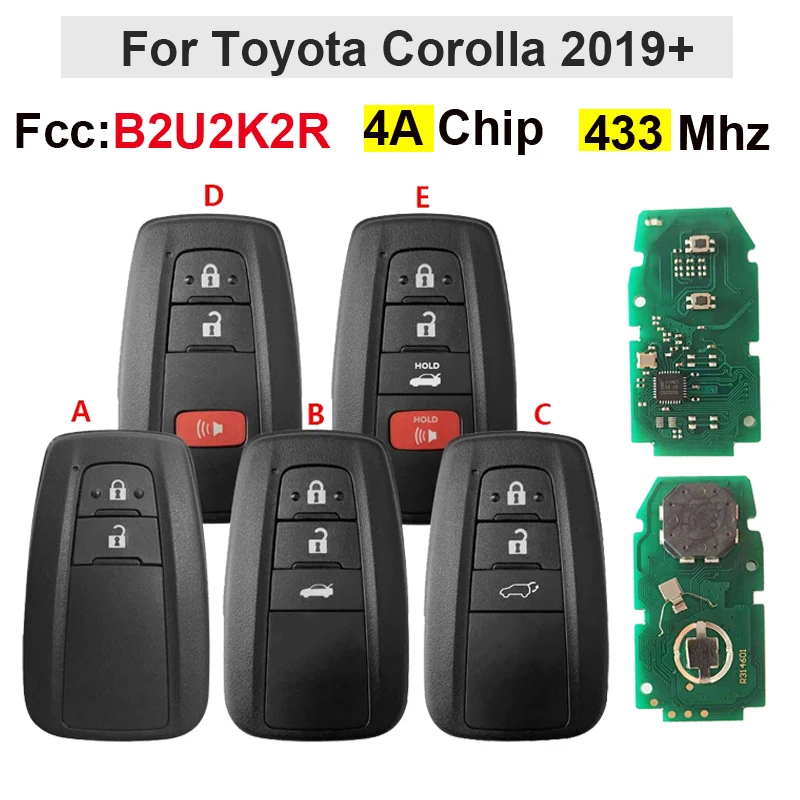 CN007269 2/3/4 кнопки Сменный Автомобильный ключ Для Toyota Corolla 2019 + Смарт-ключ B2U2K2R HITAG AES NCF29A1M 433 МГц 8990H-02050
