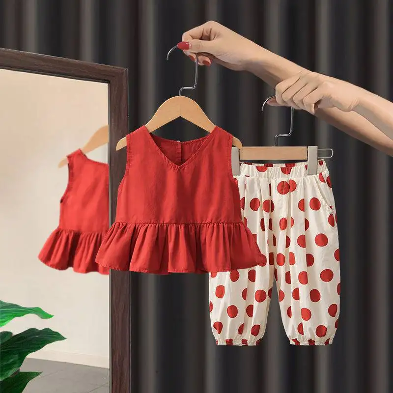 LZH, одежда для девочек, Летний новый комплект 2023, модная одежда для маленьких девочек с короткими рукавами + брюки, 2 предмета, детская одежда от 2 до 8 лет