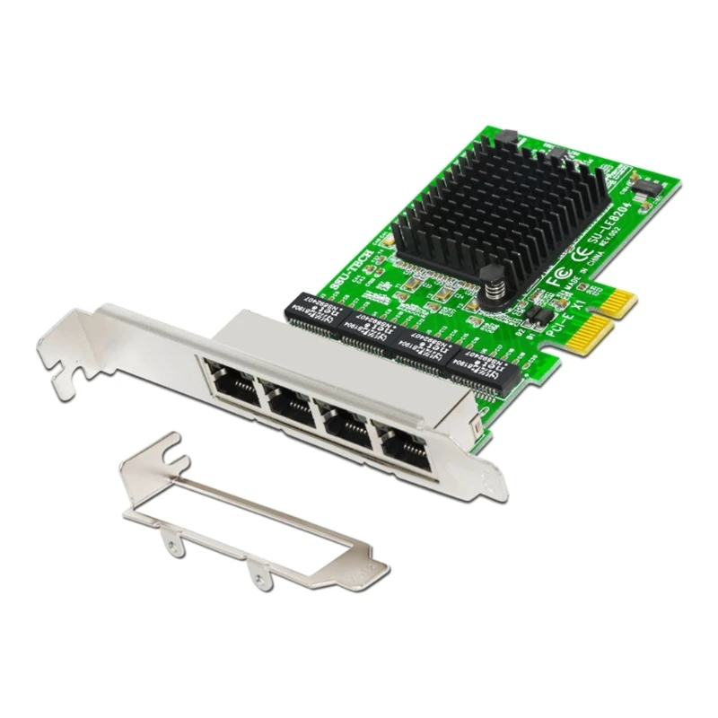 PCIE-4-Портовая карта RJ45 RJ-45 Ethernet Серверный адаптер 10/100/1000 М Gigabit-LAN Адаптер PCI-E X1 с радиатором Прямая Поставка