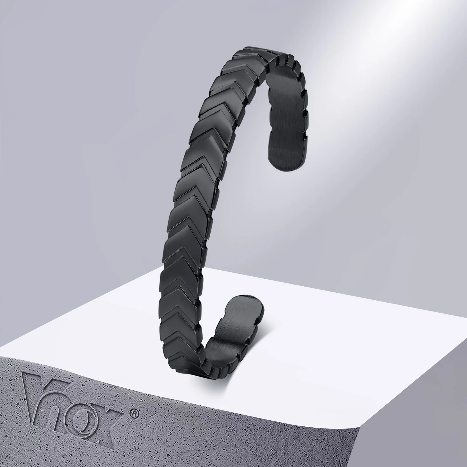 Vnox Стильные Браслеты-манжеты со стрелками Браслеты Мужские ювелирные изделия, геометрический браслет из нержавеющей стали шириной 8 мм, подарки своим