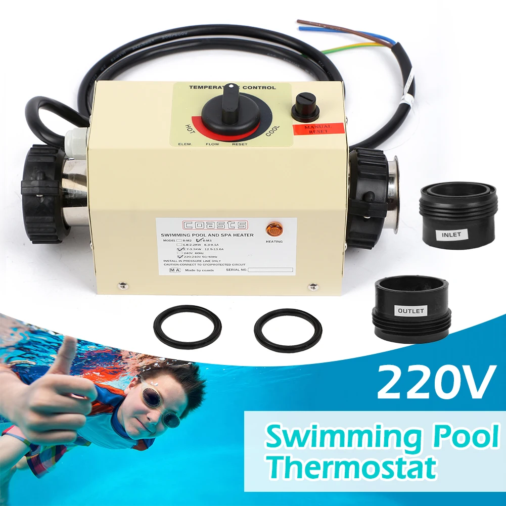 Водонагреватель для СПА 3 кВт 220 В Электрический нагреватель воды для бассейна, ванны, термостат для массажа, гидромассажная ванна