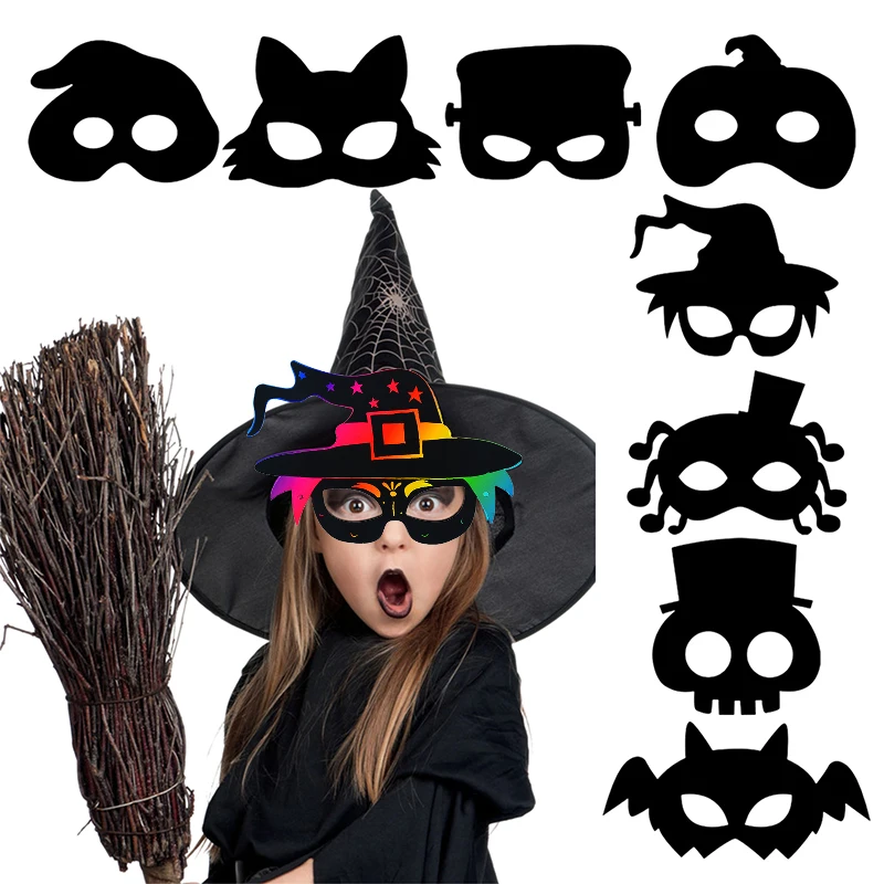 Волшебная радужная маска для рисования с царапинами, реквизит для Хэллоуина, Маскарад, ручная роспись, детские игрушки, декор для вечеринки на Хэллоуин, Маски для Косплея, поставка