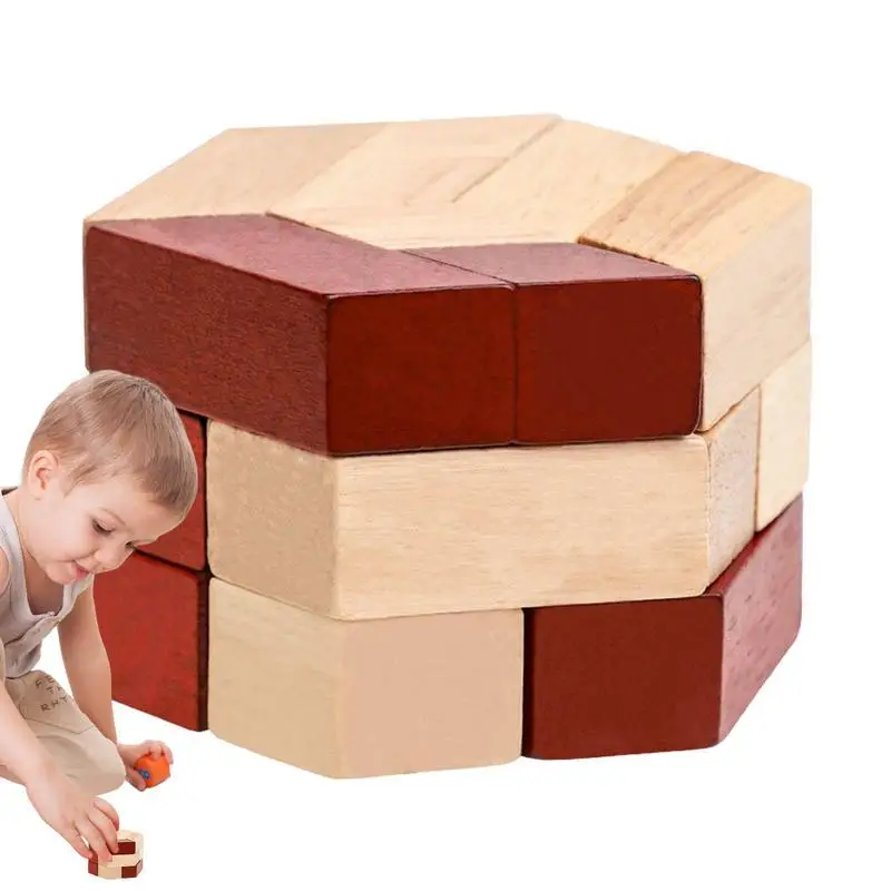 Деревянный пазл с шестиугольником, Набор деревянных головоломок для детей, Геометрическая Логическая игра, Обучающие игрушки Монтессори, подарок для мальчиков и девочек