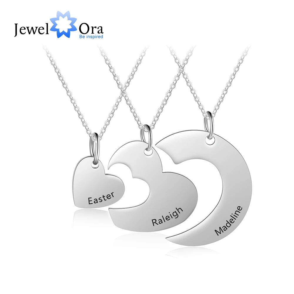 Персонализированное Ожерелье в виде Сердца из Нержавеющей Стали на Заказ с 3 Именами, Ожерелья Дружбы Bff для Женщин и Девочек (JewelOra NE103183)
