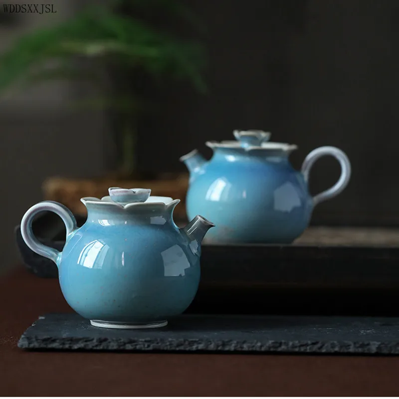 простая ручная нефритово-голубая глазурь с шариковым отверстием, фильтр для чая кунг-фу, чайник, керамические поделки, чайник для чая, принадлежности для дома